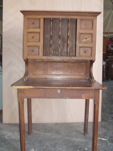 table à écrire bois exotique avec rangement haut